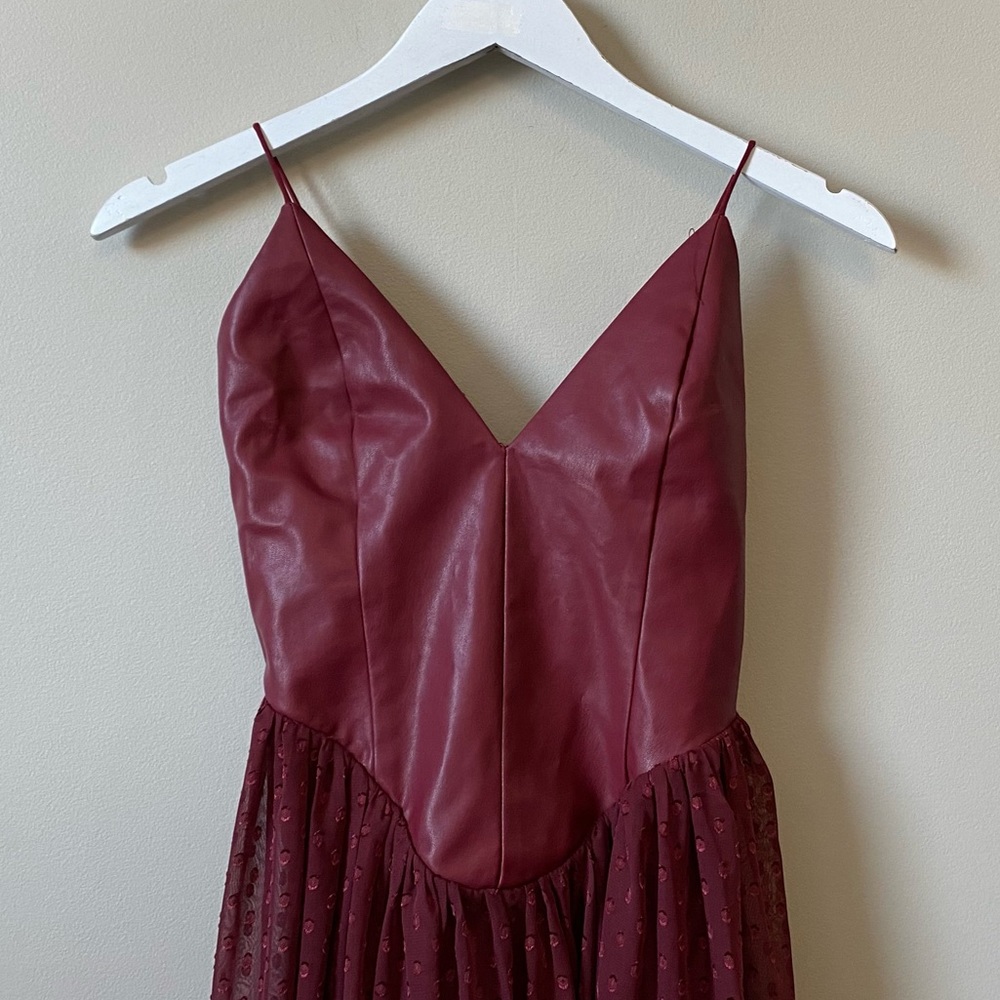 Free People Bedhead Ballerina burgundy red Jacquard a-line dress - Picture 3 of 11